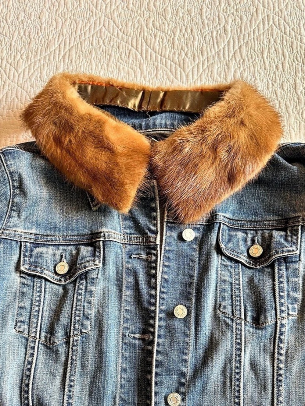Vintage Fur Collar Brown